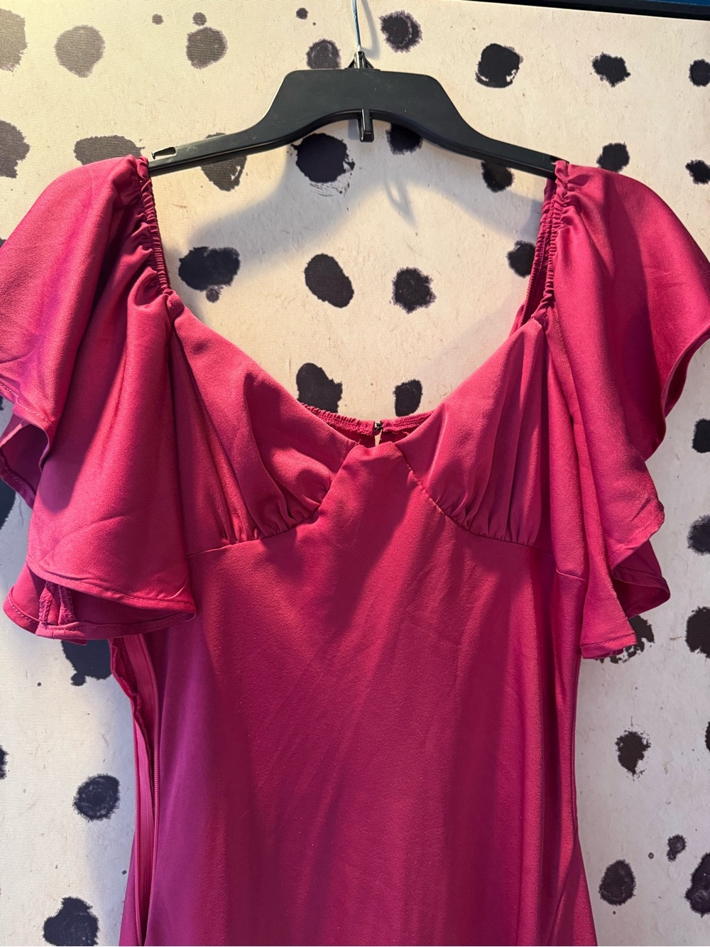Fuchsia Ruffle-Sleeve Maxi Dress - Picture 4 of 8